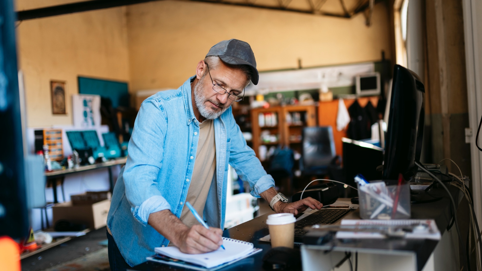 Business owner doing paperwork